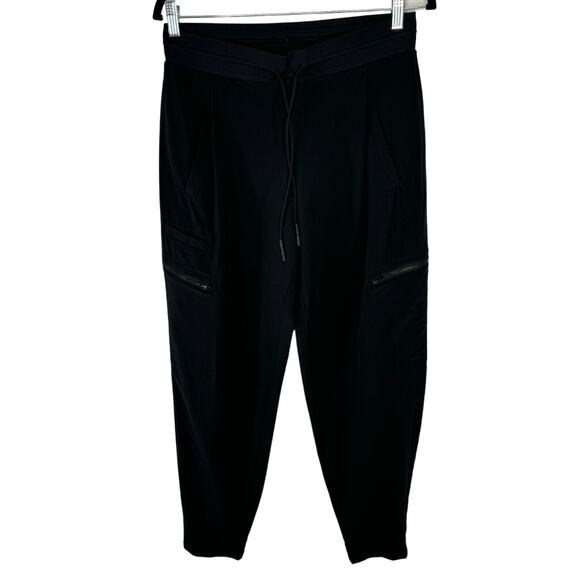 Athleta Venture Pants Cargo Jogger Womens Black Stretch Drawstring size 6 - Picture 1 of 4